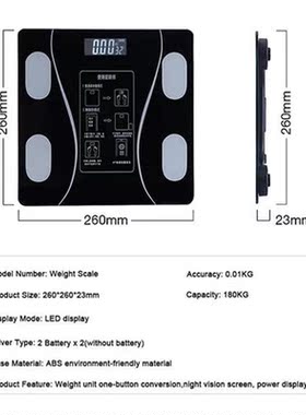 Weighing Scale Intelligent Body Fat Scale Electronic BMI Dig