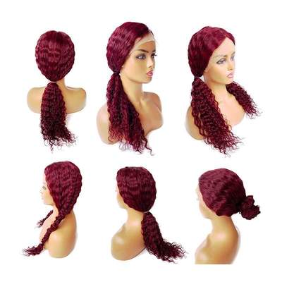 Afro Kinky Curly Synthetic Lace Wigs for Black Women Burgund
