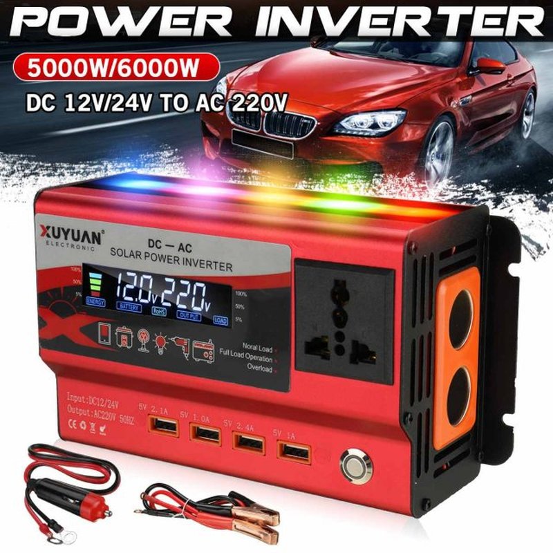 5000W/6000W DC 12V/24V To AC 220V Power Inverter Modified Si