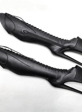 Leecabe 23CM/9inches  matte PU upper Sexy boots Open Toe Hig