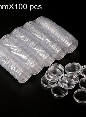 100pcs Transparent Round Boxes Coins Collection Large Capaci