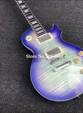 New electric guitar, purple paint, maple tiger veneer, peach