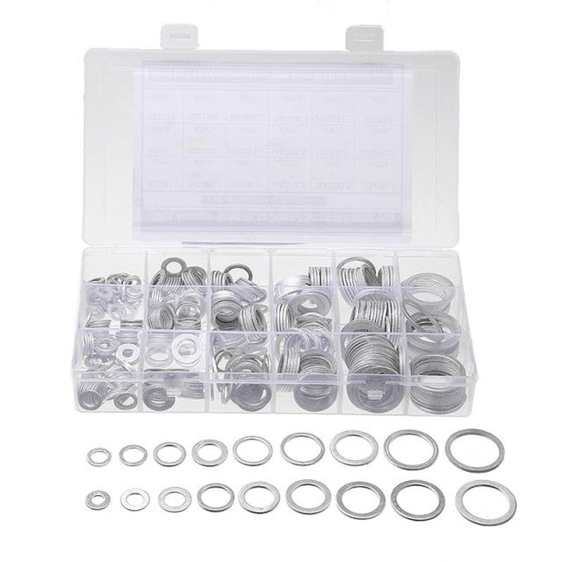 450Pcs Aluminum Flat Washer Gasket Assorted Flat Ring Seal K