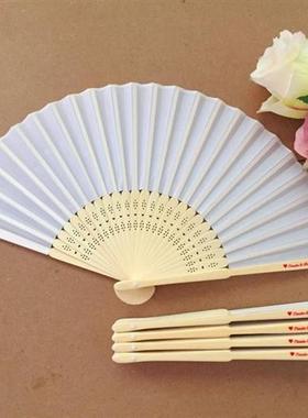 50PCS Personalized Engraved Bamboo Folding Silk Hand Fan Cus