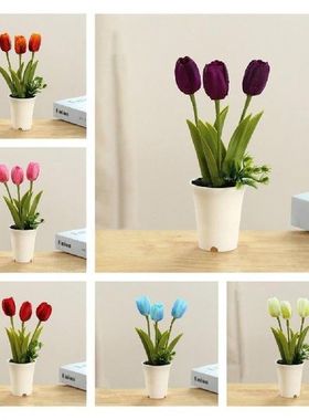 Bloom Forever Artificial Tulip Flowers Bonsai Aesthetic