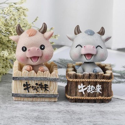 Mini Cute Cartoon Lucky Cow Ornaments  Home Creative Ornamen
