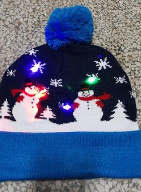 Christmas Hats Beanie Sweater LED Light Knit Hat Christmas D