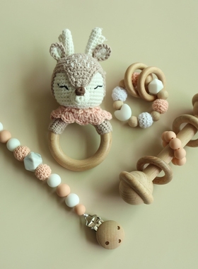 BPA Free Crochet Baby Teether Newborn Dummy Holder Pacifier