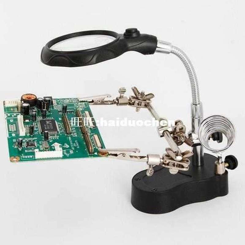 5X 12X Helping Hand Clip LED Magnifying Solder Iron St