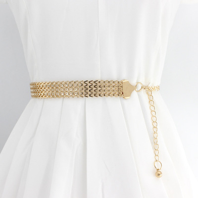 Fashion Simple Chain Belt Women Lady High Waist Gold Belts W