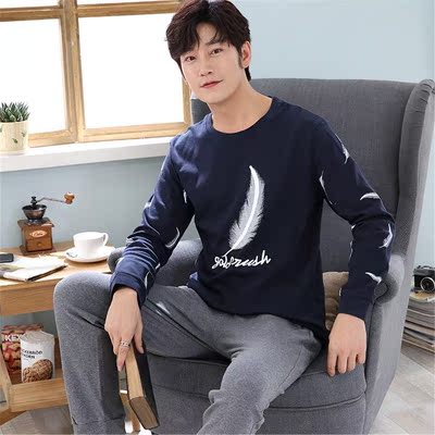 New Spring Men Pajamas Set  Soft Male Casual Pyjamas Suit N