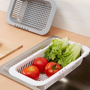 Adjustable Over Sink Dish Drying Rack Drainer Plastic Vegeta