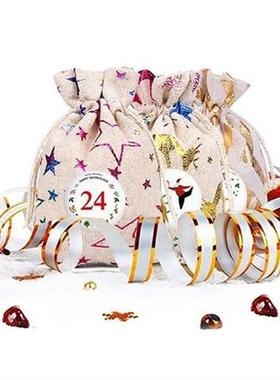 New Felts Drawstring Gift Bags 24pcs Xmas Reusable Cotton