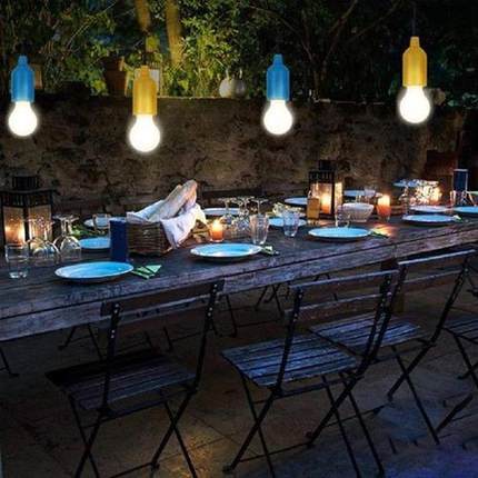 8pcs Colorful Light Bulb Chandelier Portable LED Pull Cord