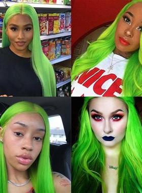 Lace Wigs Long Straight Hair  Lime Green Color Wigs for Fash