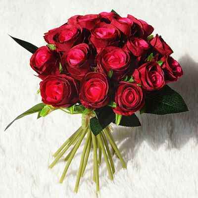 1 Bunch Artificial Silk Rose Bouquet Wedding Scene Desktop