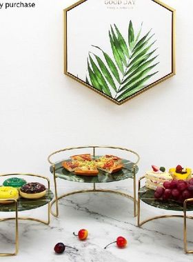 Dessert Table Golden Metal Cake Pan Marbling High Foot