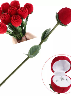 1pc Ring Gift Box 3D Red Rose Jewelry Box Valentine Gift