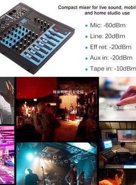CT6 6 Channel Professional Stereo Mixer Live Audio Sound Con