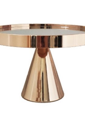 Gold Cake Stand Mirror Top Round Ornate Metal Plateau Riser