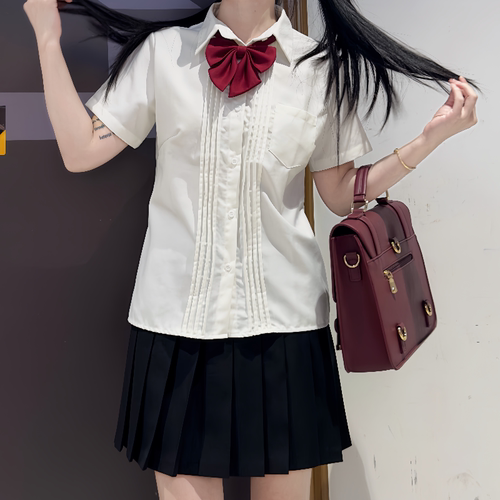 风琴褶基础衬衫JK制服长短袖学院风学生毕业白色春夏衬衫百褶裙女