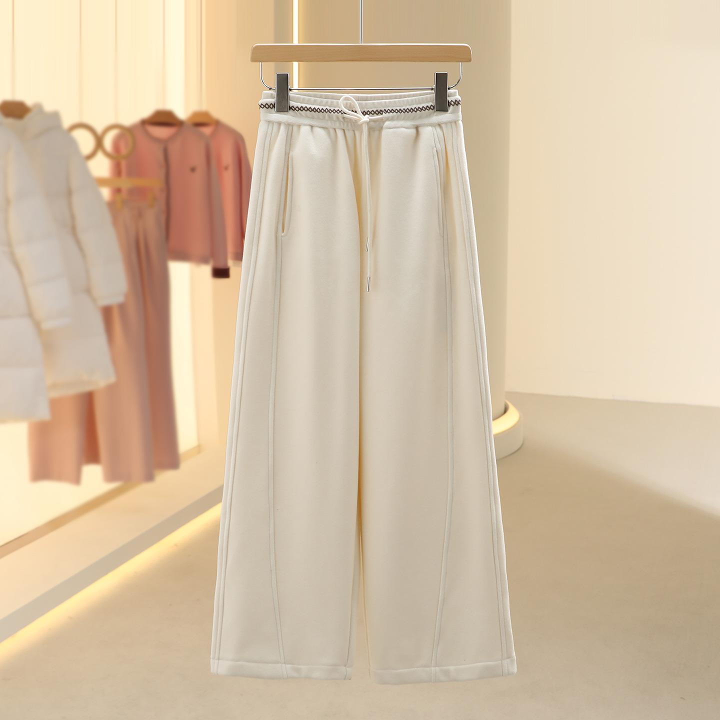 【芙】韩系加绒厚实直筒休闲卫裤2025冬季新款今年流行女装