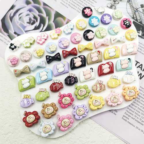 【65包邮】合金可爱饰品配件合辑蝴蝶结四通娃娃花鲷鱼猫DIY串饰