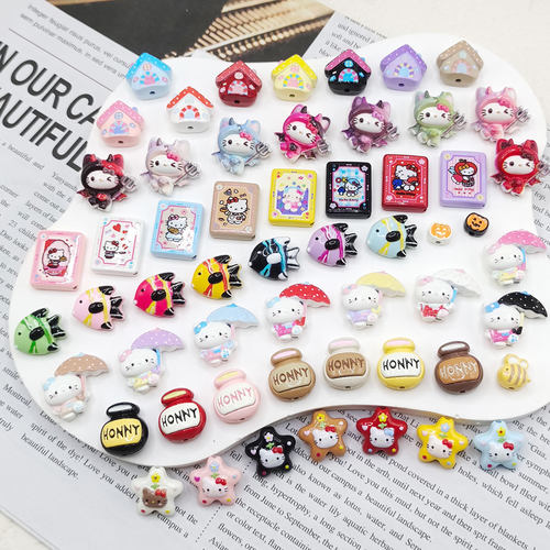 【65包邮】合金手绘KT五角星花伞KT小蜜蜂蜂蜜罐DIY饰品配件串饰