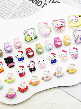 【65包邮】合金时装KT立体猫咪宾格瑞鸭子游泳圈小兔DIY饰品配件