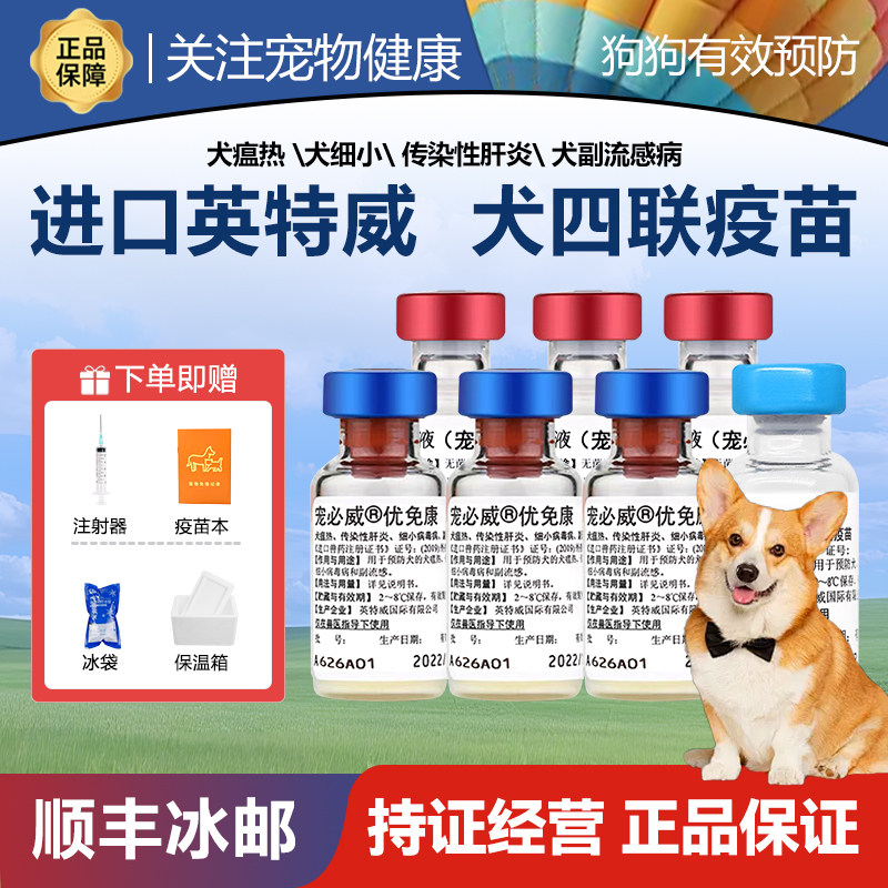 荷兰进口英特威四联疫苗狂犬狗狗用幼犬成犬宠物预防犬瘟细小套餐