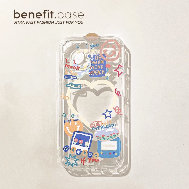 适用于Benefit日韩卡通爱心相框涂鸦vivoy52t手机壳y35m+新y66y77e透明y50硅胶y5s女y83全y55s