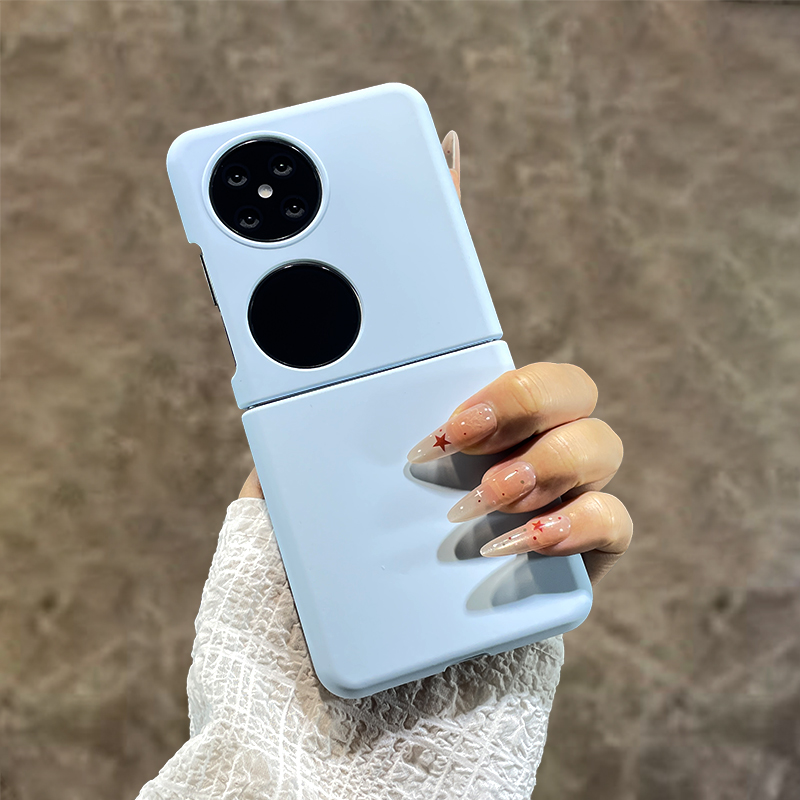 天蓝色纯色液态硅胶折叠屏手机壳