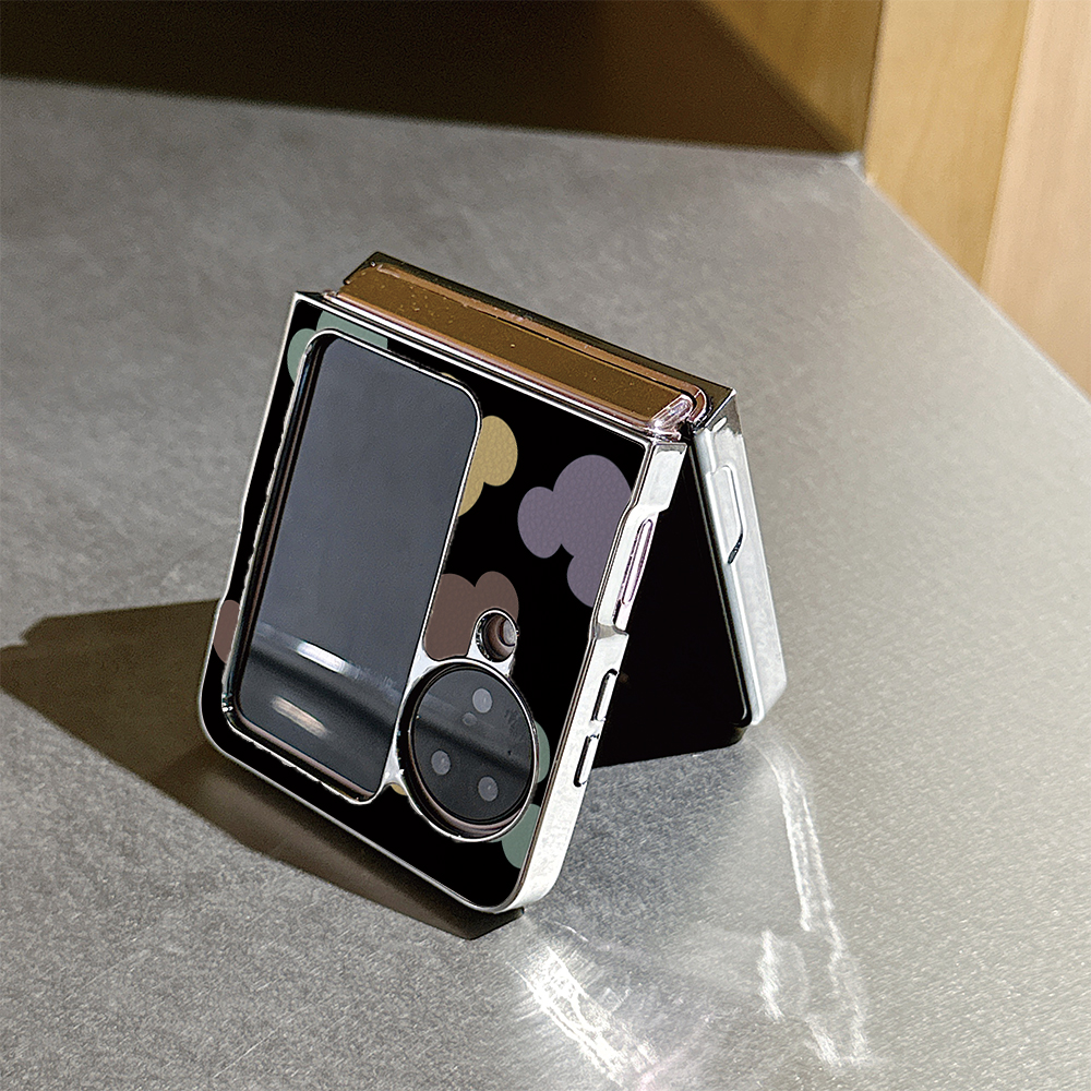 彩色米奇头荔枝皮纹折叠屏手机壳