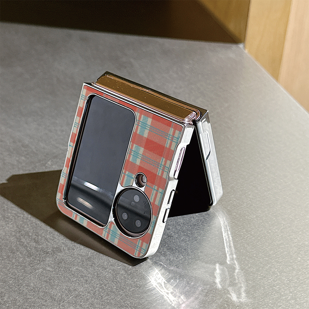 时尚简约格纹折叠屏手机壳