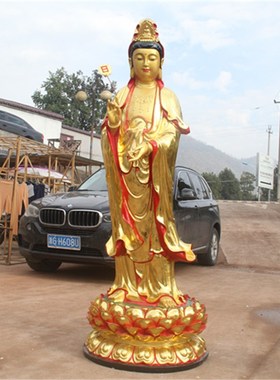 快速发货寺庙树脂神像 2米1站东B方三圣佛像 贴金日光月光如来药