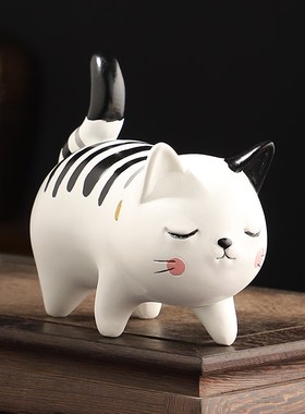 快速发货北欧 ins软装家居x创意树脂手工彩绘可爱小猫小动物装饰