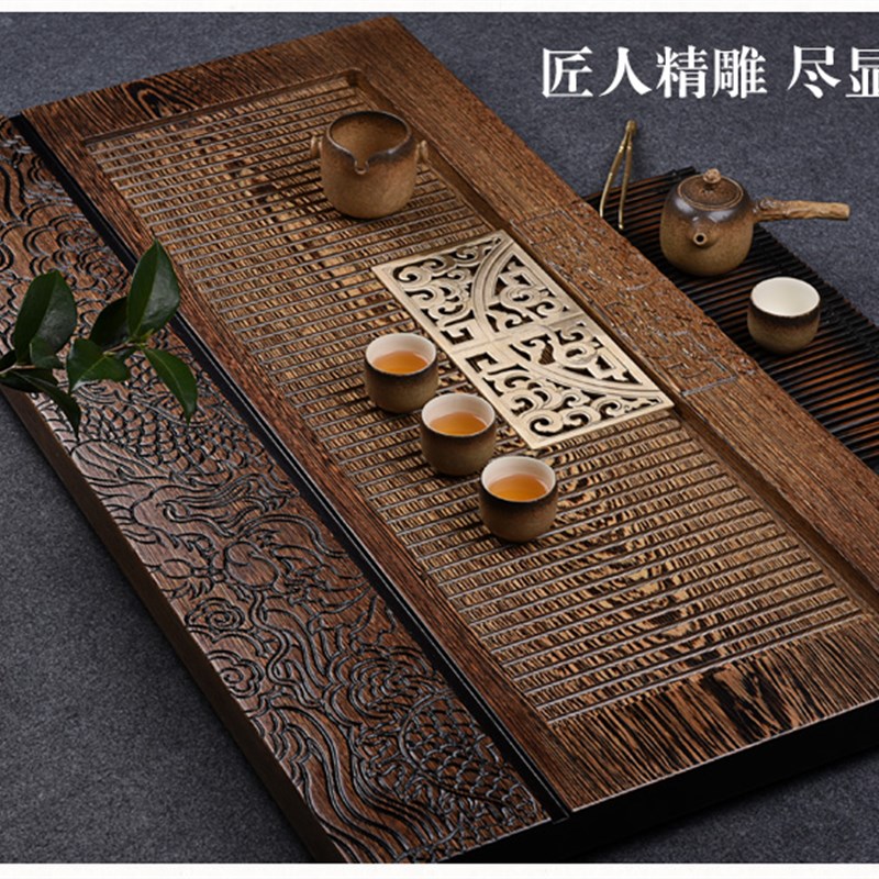 现货速发家用整块鸡翅木茶盘大号简约花梨实木茶海功夫茶具红木电