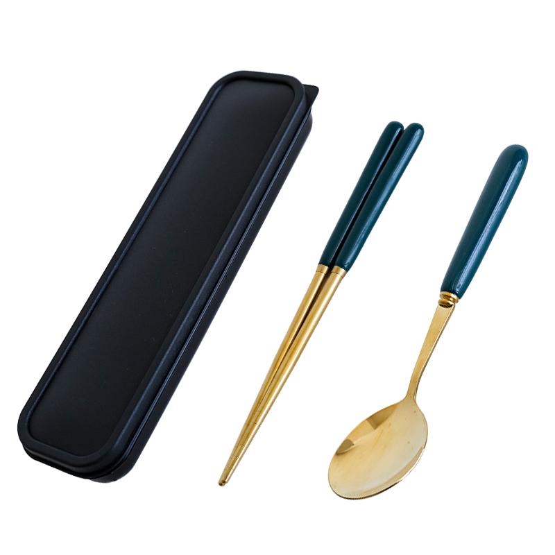 现货速发陶瓷不锈钢筷子勺子套装上班族学生便携餐具一人食旅行筷