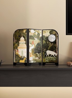 快速发货古风桌面小屏风入户玄关摆件复古电视柜装饰品Z乔迁搬新