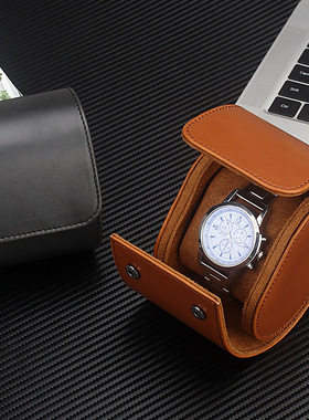 gebwolf手表收纳盒高档皮质简约防尘表盒男女通用旅行便携手表盒