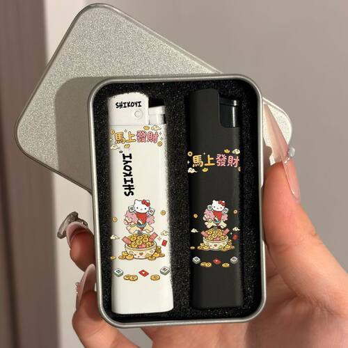 SHIKOYI打火机网红款黑磨砂打火机防风明火情侣高颜值打火机送礼