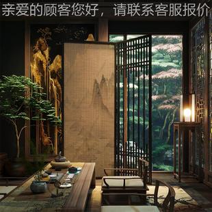 客新中式 C87折屏可折动遮 古色山移水屏风隔断厅玄关茶室实木叠GP