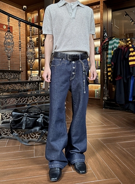 ASCA 直筒显身材14oz复古老钱刺绣花边休闲百搭原牛牛仔裤长裤