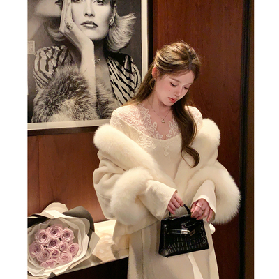 法式温柔风连衣裙女蕾丝拼接长裙