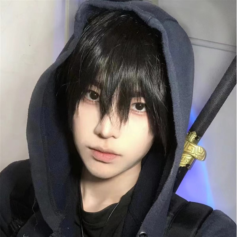 现货速发张起灵假毛男盗墓笔记用毛蓬松微分碎盖日常拍摄全头套