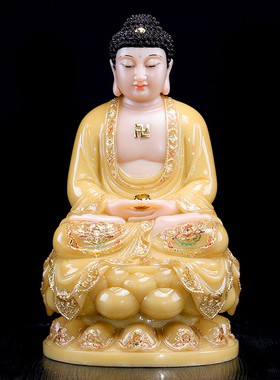 现货速发汉白玉娑婆三圣佛像黄玉观音地藏王菩萨释迦牟尼佛像供奉