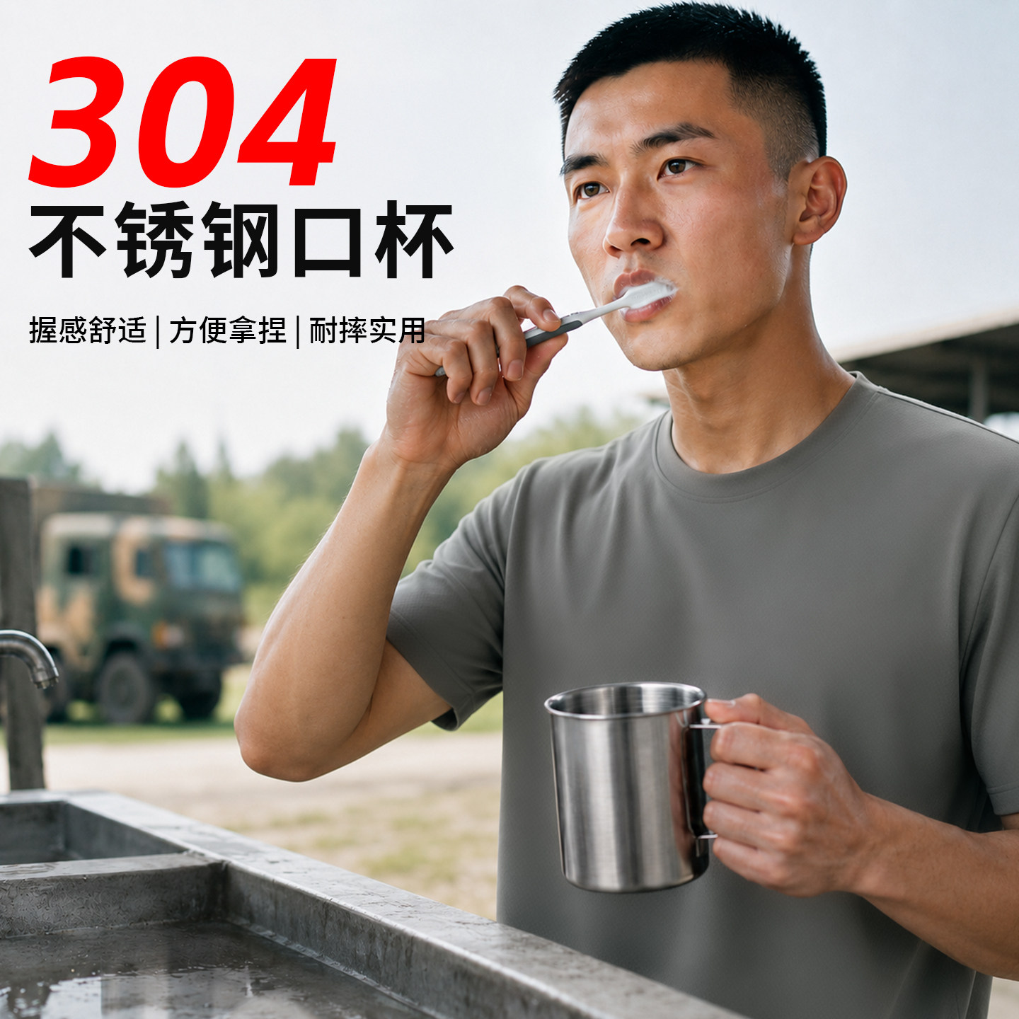 真品牙缸制式不锈钢刷牙口杯漱口杯牙缸军训宿舍口盅杯男户外水杯
