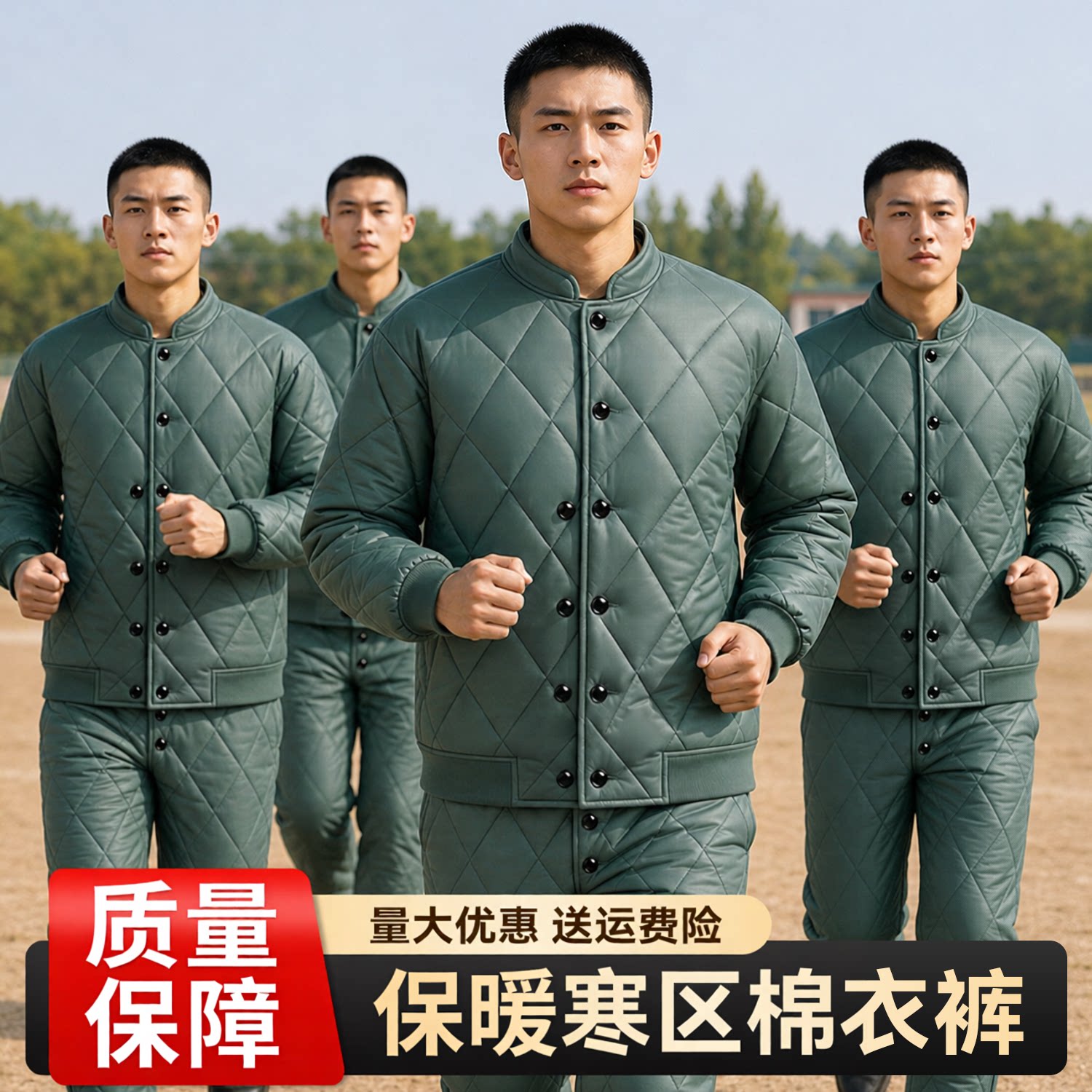 寒区棉衣套装冬季保暖棉衣套装加厚抗寒制式棉袄套装橄榄绿棉衣裤