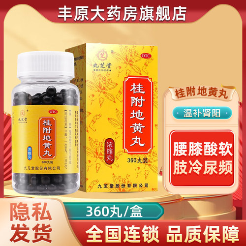 【九芝堂】桂附地黄丸360丸*1瓶/盒温补肾阳肾阳虚腰膝酸软尿频补肾