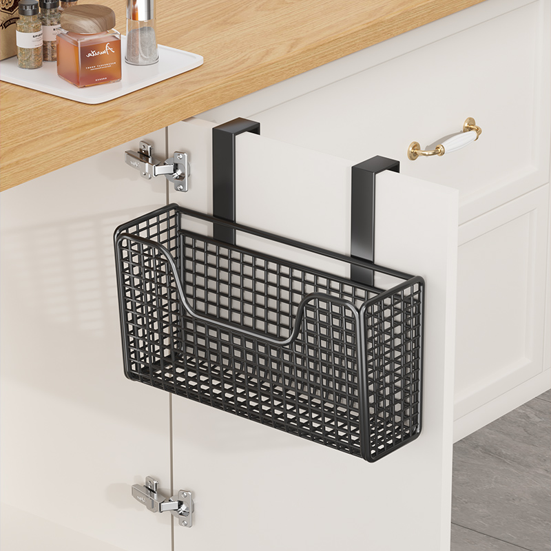 厨房壁挂收纳柜门挂篮姜蒜收纳神器橱柜内侧置物架门后保鲜膜袋网